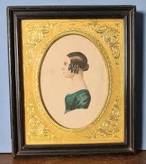 A Profile Portrait Miniature ,on Card, of a Young Girl. Circa 1830's.
