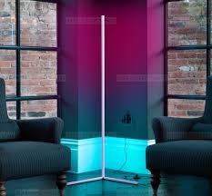 Modern minimalist led corner floor lamp. The Rue Colour Changing Minimalist Rgb Led Corner Floor Lamp White Rue Amusement Lighting