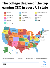 The College Degree Of The Top Earning Ceo In Every State College Degree Masters In Business Administration Business Management Degree