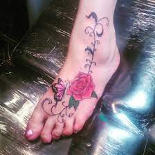 Rose And Butterfly Foot Tattoo Butterfly Foot Tattoo Rose And Butterfly Tattoo Foot Tattoo
