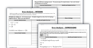 Math Error Analysis Activities Tasks And Worksheets For Middle School Math Grade 6 Grade 7 And Grade 8 Math Errors Error Analysis Math Error Analysis