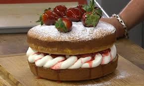 For the complete recipe, visit. James Martin French Strawberry Sponge Cake With Cream And Liquid Caramel Recipe On James Martin S Saturday Morning James Martin Recipes Caramel Recipes Strawberry Sponge Cake