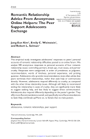 Can you remember the moment you knew your significant other was the one? Pdf Romantic Relationship Advice From Anonymous Online Helpers The Peer Support Adolescents Exchange