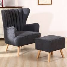 Upholstered Chenille Grey Orthopedic Wing Back Armchair Chair And Footrest Stool Ebay Wingback Armchair Footstool Living Rooms Armchair