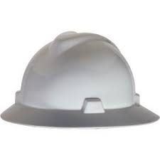 Msa V Hat Full Brim White Ratchet Hard Hat 475369