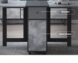 Almond and espresso solid wood dropleaf dining table. Gray Rectangle Wood Drop Leaf Folding Dining Table Set With Chair Storage 5 Piece In 2021 Folding Dining Table Dining Table Setting Chair Storage
