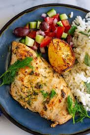 This Skillet Greek Lemon Dill Chicken Makes An Easy Midweek Meal That Cooks Quickly On The Stove In 2021 Lemon Dill Chicken Recipe Hummus Chicken Recipes Dill Chicken