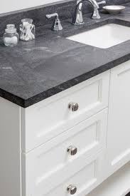 Dark Counter Bathroom Simple Faucet White Vanity Granite Bathroom Countertops Honed Granite Countertops Granite Bathroom