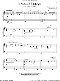 Ross Endless Love Intermediate Sheet Music For Piano Solo Sheet Music Piano Sheet Music Endless Love Song