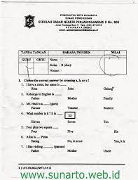 Ulangan Harian Bahasa Inggris Kelas 1 Sd Semester 2
