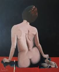 Claude grand (20th century) femme assise de dos 3/4 mixed media on paper. Assis De Dos Peinture Par Guyomard Artmajeur