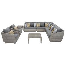 Rst Brands Cannes 9 Piece Patio Corner Sectional And Club Chair Seating Group With Bliss Blue Cushions Op Pess9 Cns Bls K The Home Depot Outdoor Sofa Sets Outdoor Furniture Sets Charcoal Grey Cushion