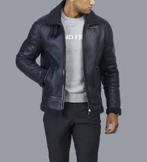 Merano Blue Shearling Jacket Mens Fashion Suits Mens Outfits Stylish Mens Fashion