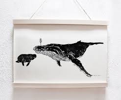 Der traditionellen namensgebung in málaga folgend erhielt er bei seiner geburt im jahr 1881 eine vielzahl von vornamen: Linoldruck Buckelwal Amp Seekuh Linoldruck Poster A3 Ein Designerstuck Von Halfbird Bei Dawanda Linol Linolschnittdrucke Linolschnitt