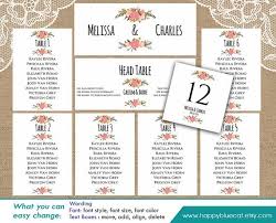 diy printable wedding seating chart template instant