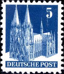 Zu dieser zeit gab die deutsche bundespost eine briefmarke (mi.nr. Bautenserie Untertypen Der Marken Arge Bautenserie 1948 E V