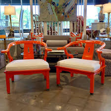 Park Eighth On Instagram So Charming Pair Of Vintage James Mont Style Chairs In New Hermes Orange Lacquer Newly Upholst In 2020 James Mont Hermes Orange Chair