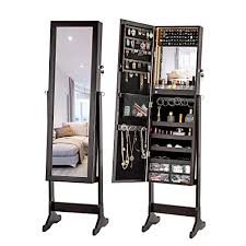 1 the best bedroom armoire with mirror. Buy Luxfurni Led Light Jewelry Cabinet Standing Mirror Makeup Lockable Armoire Large Storage Organizer Wdrawers Online In India B07mz2k3sh