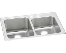 Your sink is at the center of the action. Elkay Lustertone Classic Stainless Steel 33 X 22 X 10 Offset 2 Hole Double Bowl Drop In Sink