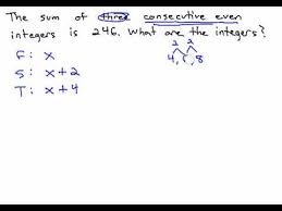 Consecutive Even Integers Youtube