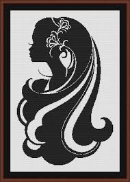 Black And White Silhouette Cross Stitch Patterns Pretty Lady With Long Hair Silhouette Black And White Counted Etsy In 2020 Cross Stitch Patterns Cross Stitch Cross Stitch Silhouette