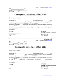 Numărul de zile lucrătoare aferent concediului de odihnă suplimentar pentru categoriile de salariați prevăzute la art. Doc Cerere Co 2015 Mariana Nicula Academia Edu