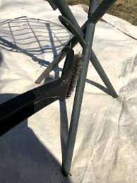 Sandblasting is the easiest, quickest way to remove old paint and rust from metal. How To Rejuvenate Faded Metal Outdoor Furniture Using Rust Oleum Spray Paint Everyday Old House