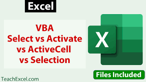 Excel Vba Activate Vs Select Vs Selection Vs Activecell Youtube