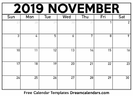 Printable November 2019 Calendar By Dream Calendars On Codepen