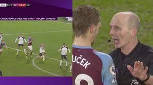 An uneventful premier league meeting at craven cottage on saturday had david moyes' men. Tomas Soucek Harshly Sent Off By Mike Dean After Var Review Sportsjoe Ie