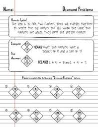 Factoring Trinomials Using Math Diamond Problems Worksheet Algebra Algebra Free Math Activity Problem Solving Skills