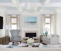 27 Ways To Take Your Ceiling To New Heights With Paint Living Room Ceiling Blue Ceiling Bedroom Coffered Ceiling Family Room