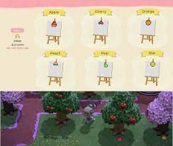I Ve Seen A Lot Of Fruit Tree Markers But They Were All So Big Here Are Some Small Ones I Made Acqr Animal Crossing Animal Crossing Game Animal Crossing Qr