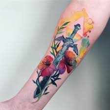 63 Stunning Watercolor Tattoo Colourful Watercolour Tattoo Ideas Zelda Tattoo Fantasy Tattoos Body Art Tattoos