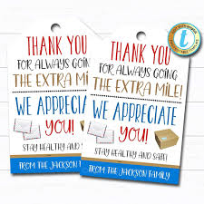 Delivery Driver Appreciation Gift Tag Thank You Gift Mailman Ups Fedex Postal Service Worker Diy Editable Template In 2020 Mailman Gifts Appreciation Gift Gift Tags