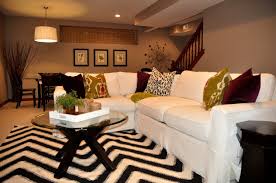 We are getting our entire house painted and since the ceilings are on the lower end, we would like to use white on ceiling and something closer to white/beige on wall. Slipcovered Sectional Sofa Transitional Basement Sherwin Williams Mega Greige
