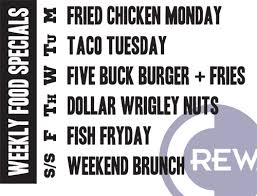 *offer to be sent via sms within 24 hours. Uptown Update Fish Fry Friday Half Price Happy Hour And Other Daily Specials At Crew