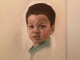 The pictures are of my two grandsons, the red rider trike one (the same  grandson as the baby) and my younger daughter (a graphite pencil study) is  nearly life size.