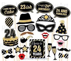 Birthday Photo Booth Props Printable 24th Birthday Party Printable Photo Booth Props Black And Gold 24th Birthday Party Photoboo Photo Booth Props Birthday Birthday Props Birthday Photo Booths