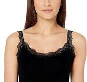 Women's Sexy Ultra Soft Camisole with Lace Trim Cotton Basic Tank Top White