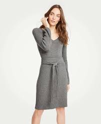 Tie Waist V Neck Sweater Dress Ann Taylor Dresses Fashion Holiday Outfits