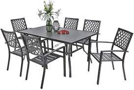 Shop varieties patio sectional sofa, patio bistro sets, dining chairs, and zero. Amazon Com Phi Villa Outdoor Patio Dining Set Of 7 With Metal 60 X38 Rectangular Dining Table And Bistro Chairs Black Garden Outdoor