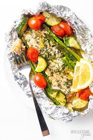 You then bake it in the oven for 15 to 20 minutes. Baked Salmon Foil Packets With Vegetables Grill Option Wholesome Yum
