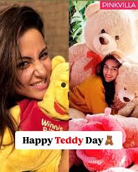 Share this post with your teddy and remind them to surprise you with a  teddy bear today 🧸❤️ #teddybear #teddyday #hinakhan #ericafernandez  #shivangijoshi #ashnoorkaur #shehnaazgill #jasminebhasin #sritijha  #pinkvillatelly