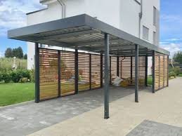 Carport Aus Metall Mit Rhombus Wandelementen Im Modernen Stil Uberdachung Holz Carport Metall Carports
