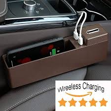 Poker Wolf Car Wireless Charging Console Side Pocket Organizer Auto Seat Gap Filler Storage Box Removab Car Interior Accessories Pocket Organizer Car Seats