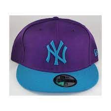 New York Yankees Purple Turquoise Custom New Era Fitted Hat 59fifty 35 Liked On Polyvore Featuring Accessorie New York Yankee Hat New Era Hats Purple Hats