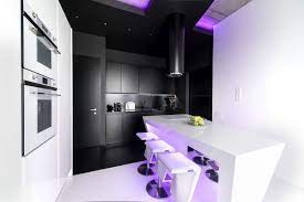 Neon Lights Add Color And Uniqueness To A Moscow Apartment White Contemporary Kitchen Kitchen Design Trends White Kitchen Interior