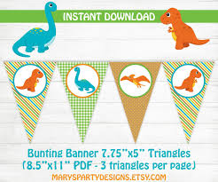 Dinosaur Bunting Banner Baby Shower Birthday Pennant Printable Pdf Files Instant D Birthday Banner Template Bunting Banner Baby Shower Invitation Templates