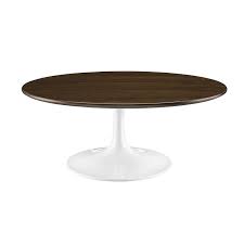 Dark brown medium round wood coffee table with smooth top Saarinen 40 Round Tulip Coffee Table Wood Eero Saarinen Njmodern Furniture